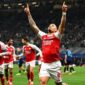 Pemain Arsenal merayakan kemenangan atas Inter Milan dalam laga Eropa